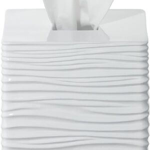 Roselli Trading Company by The Sea Collection Tissue Cover, One Size, White Swir